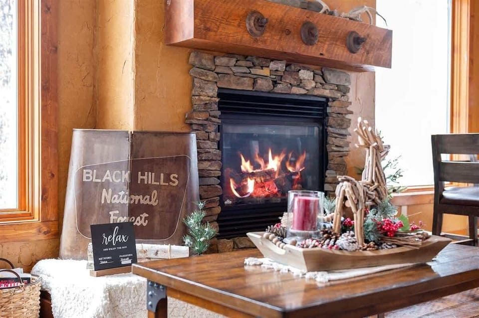 Main level living room with gas fireplace