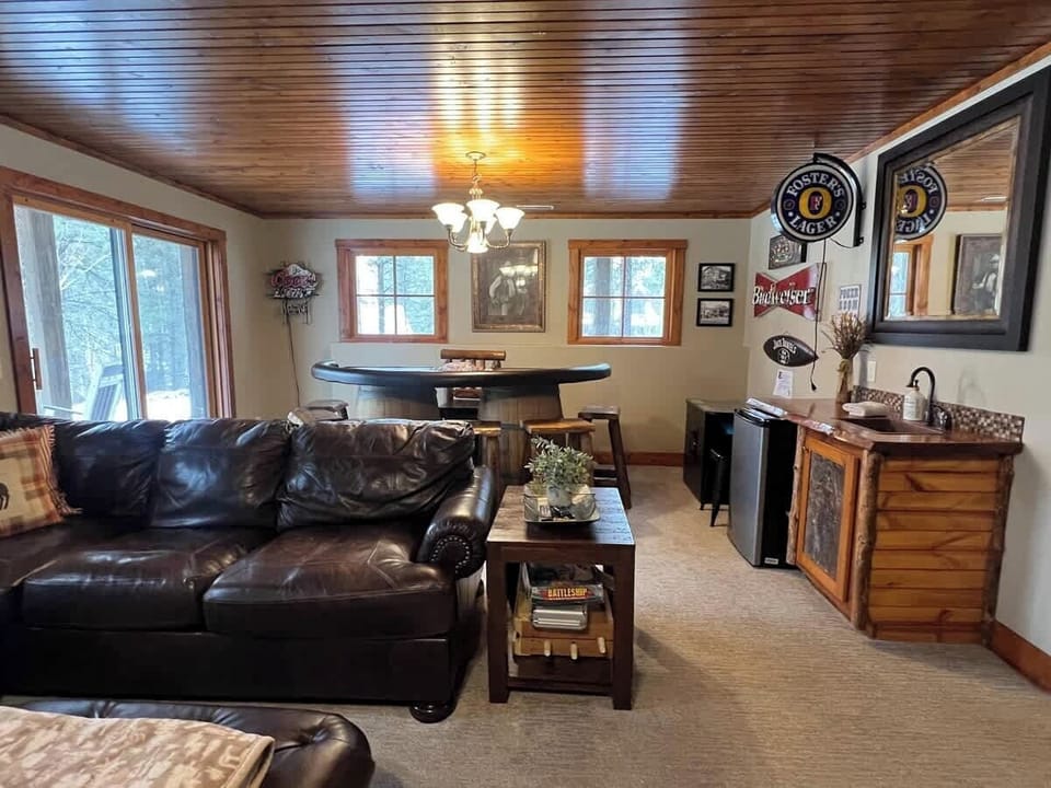 Downstairs living room with poker table 