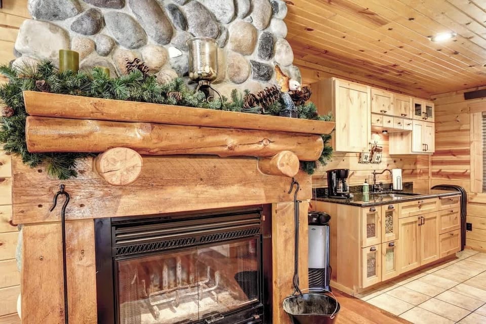Wood burning fireplace