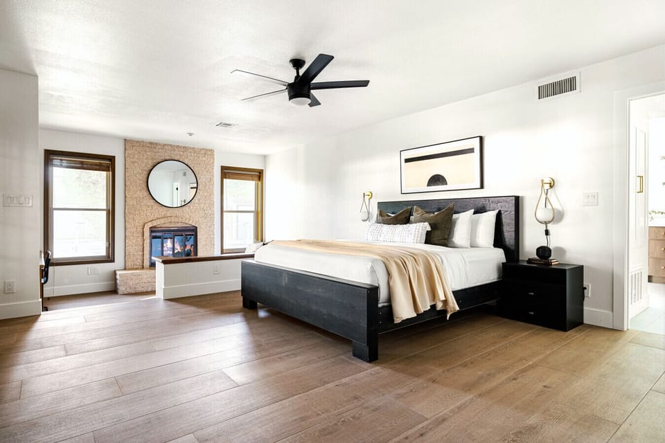 Sleep soundly in a spacious, cozy bedroom designed for ultimate comfort.