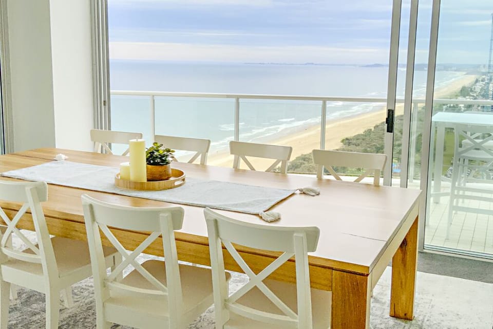 Dining area with beach views