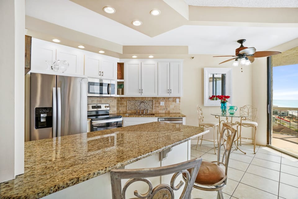 Kitchen with brand new stainless steel appliances