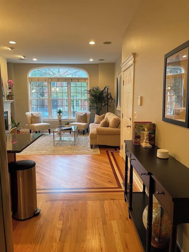 Open living room space with natural light and flexible space for gathering