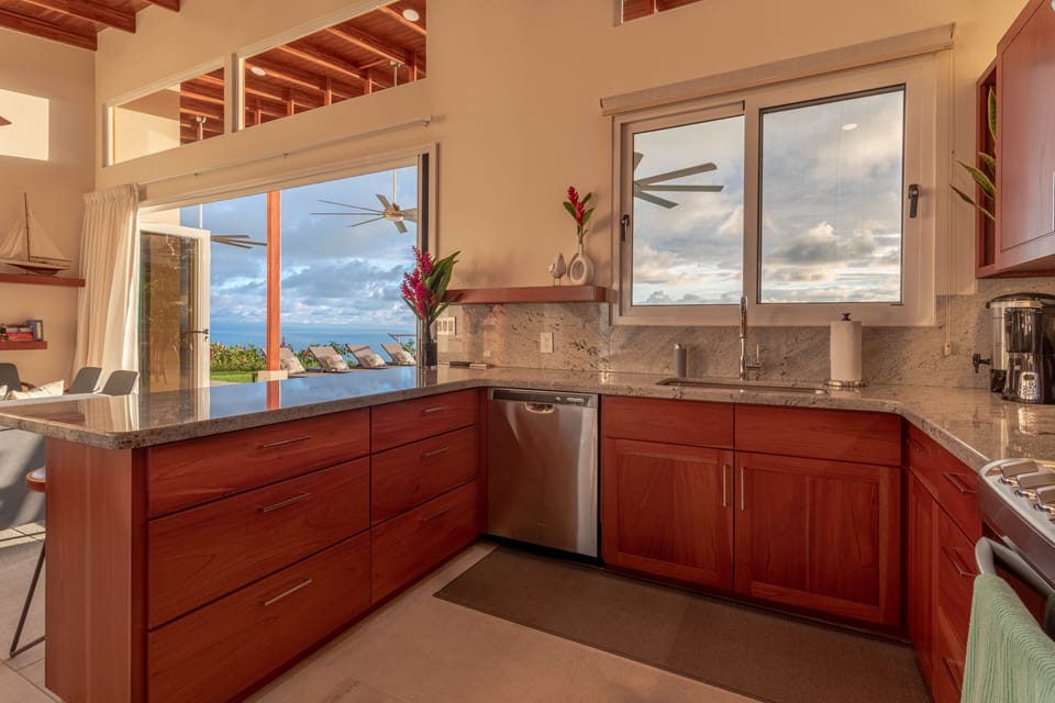 New home with gas stove, dishwasher and custom exotic hardwood cabinetry