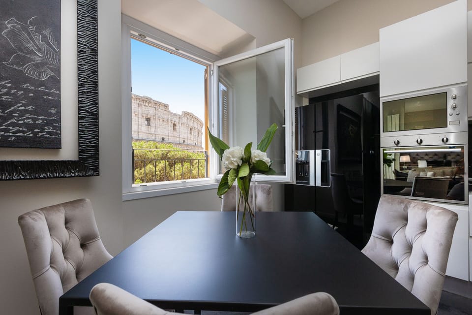 Large open space with living area and full equipped kitchen.