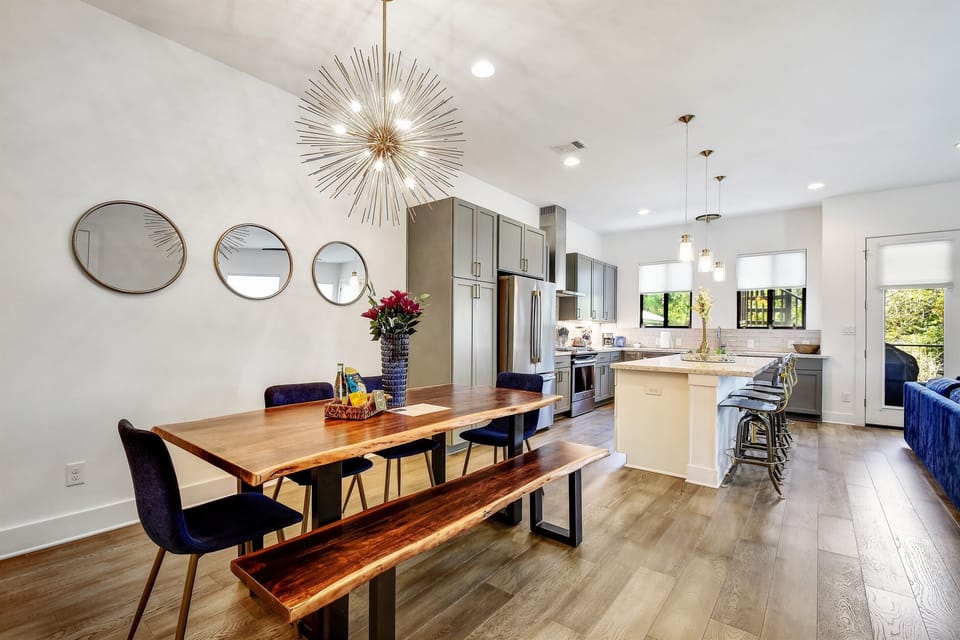 Dine in style with our gourmet kitchen and oak kitchen table.