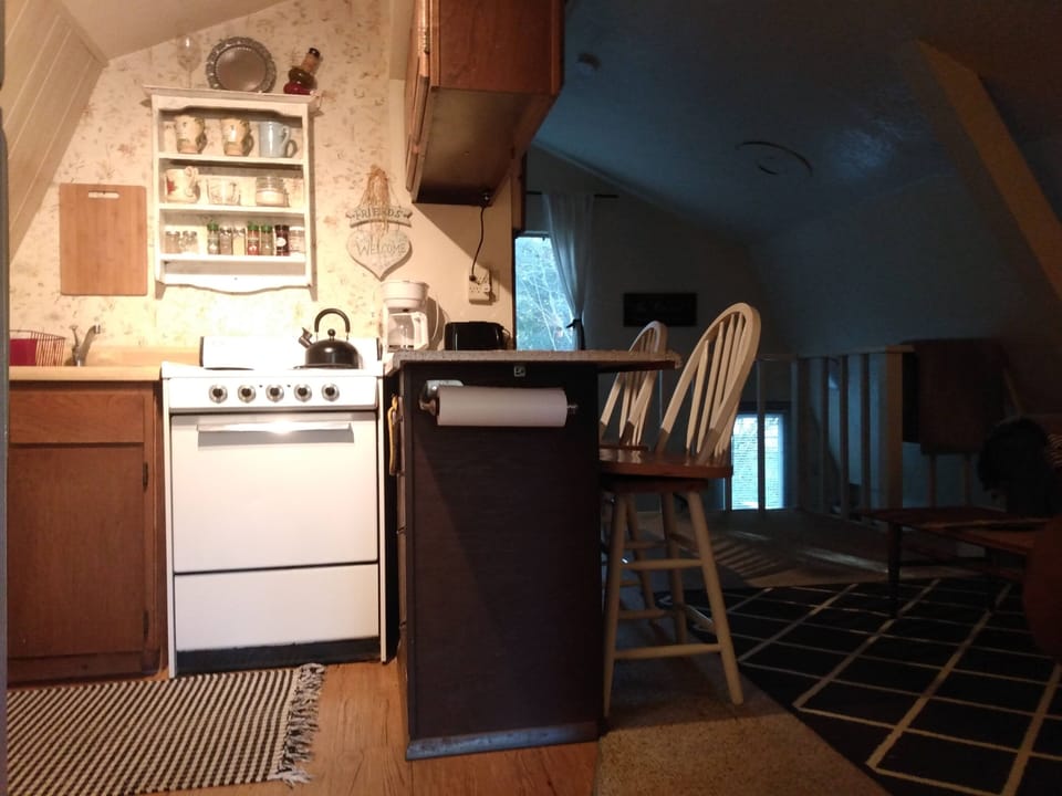 kitchen has full size refrigerator 
