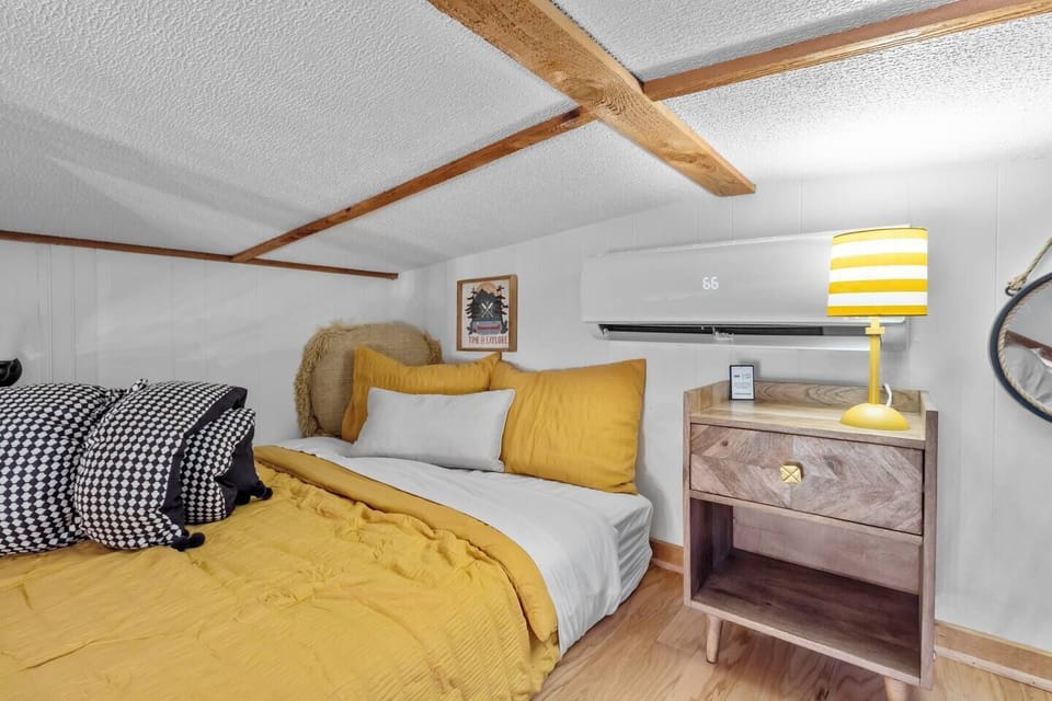 Full sized bed in the loft