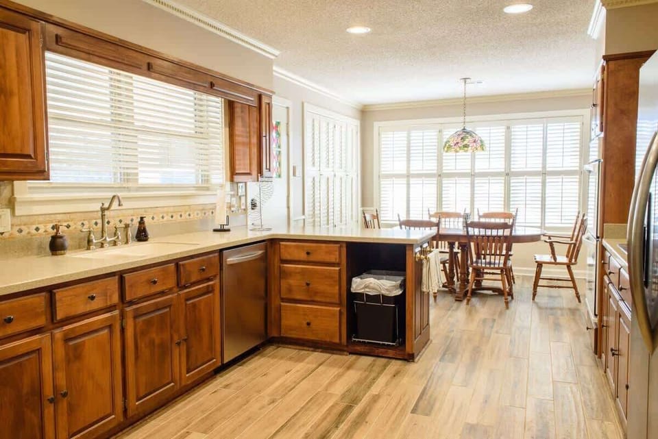 The kitchen is stocked with everything you need to prepare a meal.