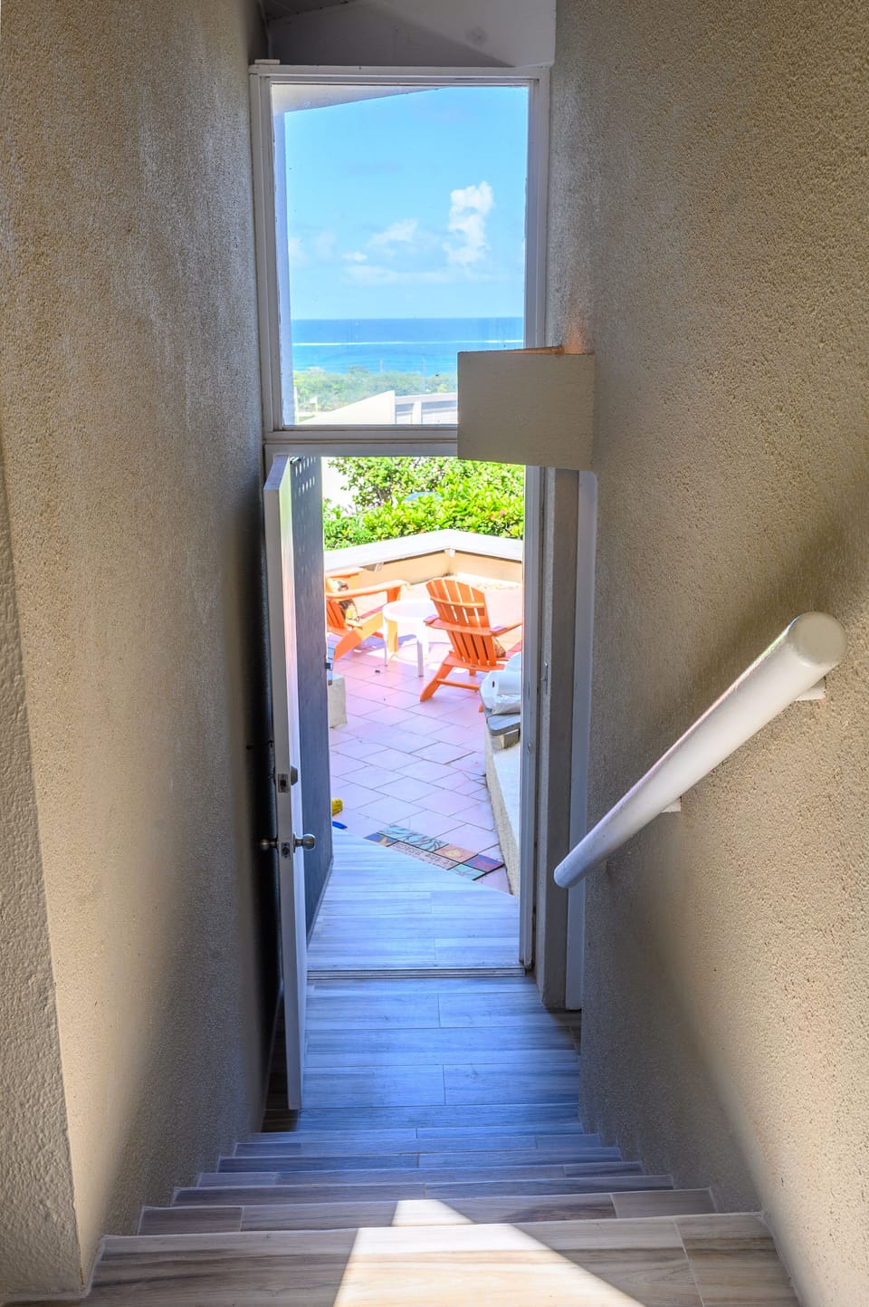Stairs leading to guest bedroom (from kitchen)