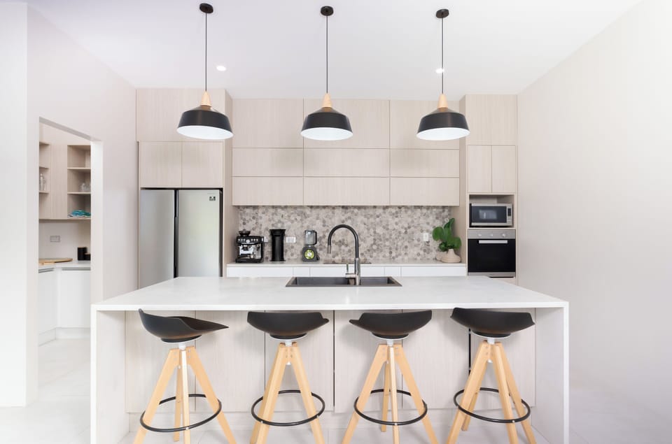 Villa | Private kitchen | Fridge, microwave, oven, stovetop