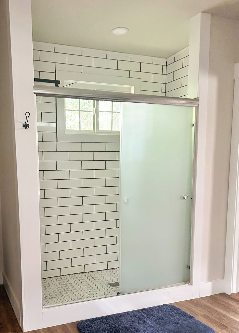 Spacious shower located in main bedroom