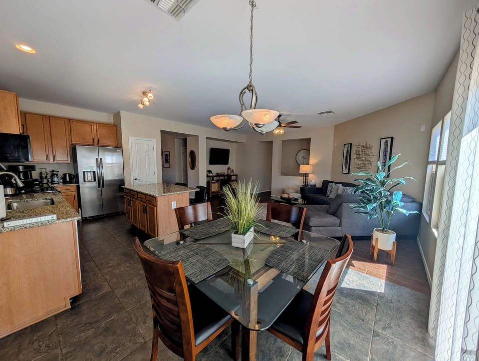 One of the two dining areas