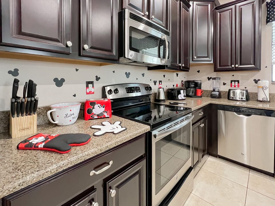 There's a Mickey waffle iron, toaster and crock pot