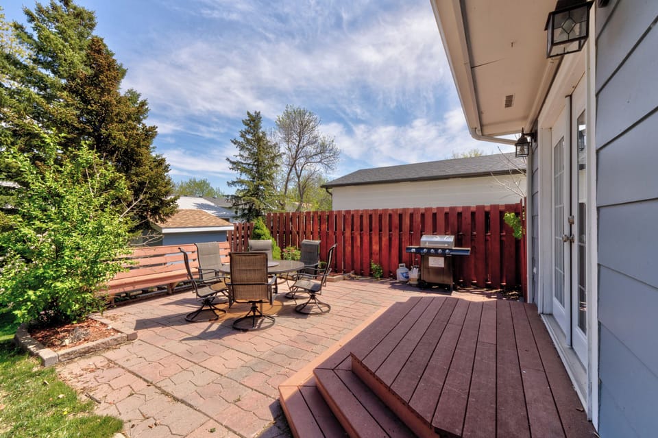 Patio - deck furniture and propane grill for outdoor dining