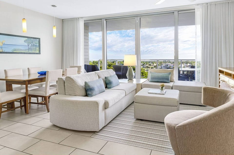Spacious Living Area features a sleeper sofa for two..