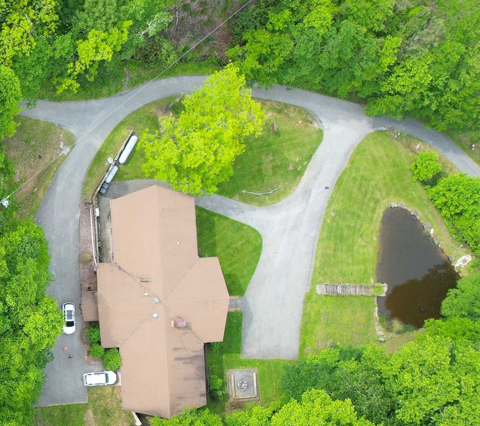 overhead shot of the two cabins