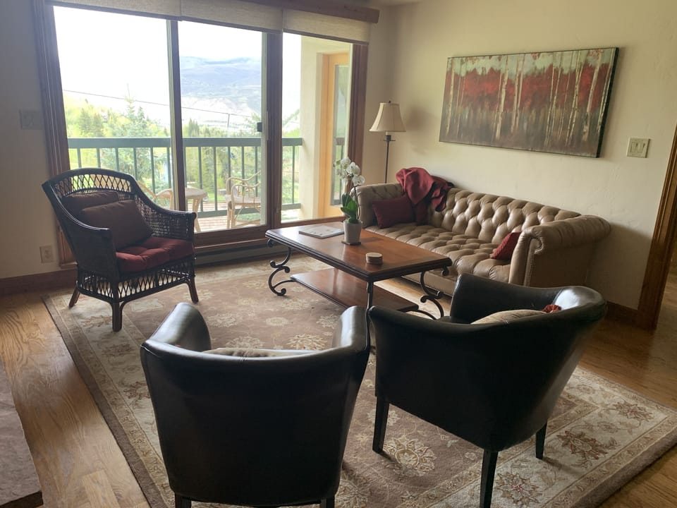 Cozy living area with balcony