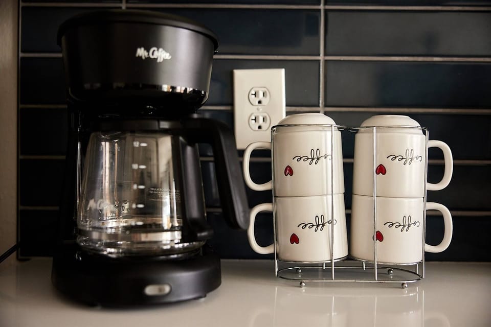 Complimentary coffee and tea.  We also have a French press.
