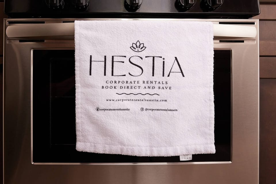 Our kitchen offers stainless steel appliances:  A gas stove with 5 burners, a microwave and hood vent (it's vented outside), & dishwasher. 