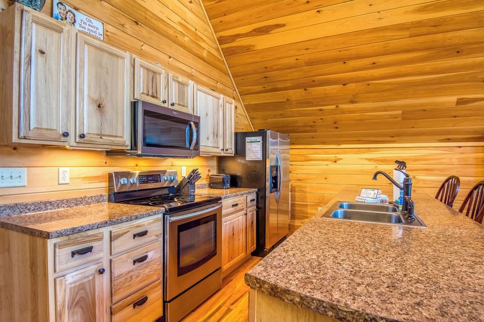Fully applianced kitchen with ample counter space