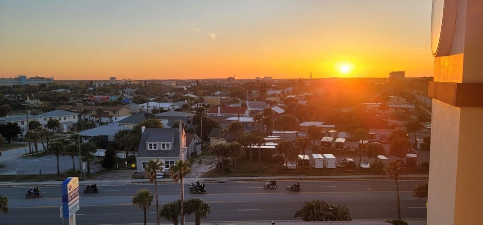 Beautiful sunset city view from your FANTASTIC studio