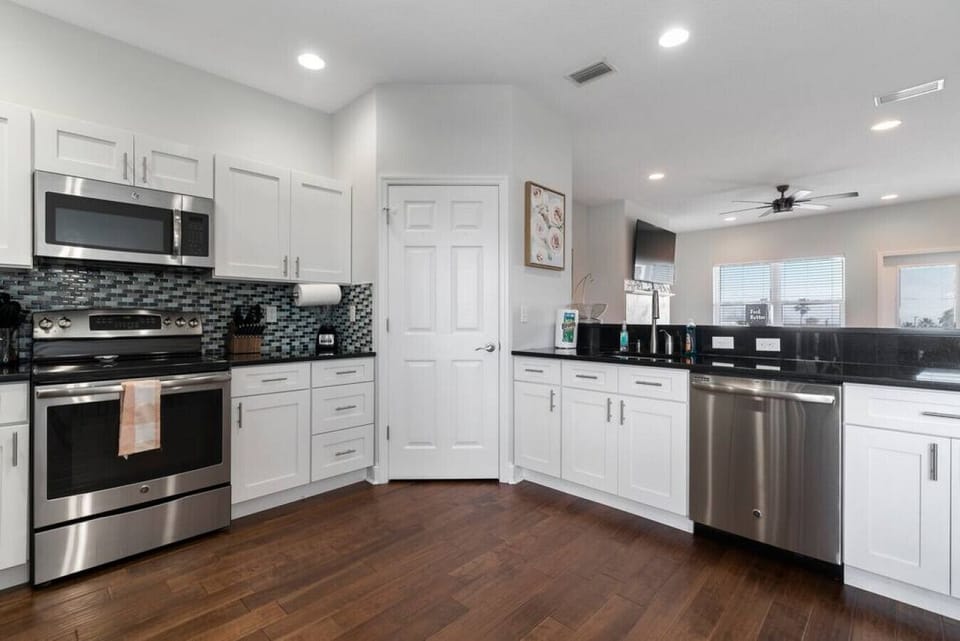 Stainless steel appliances and a pantry big enough for all your needs