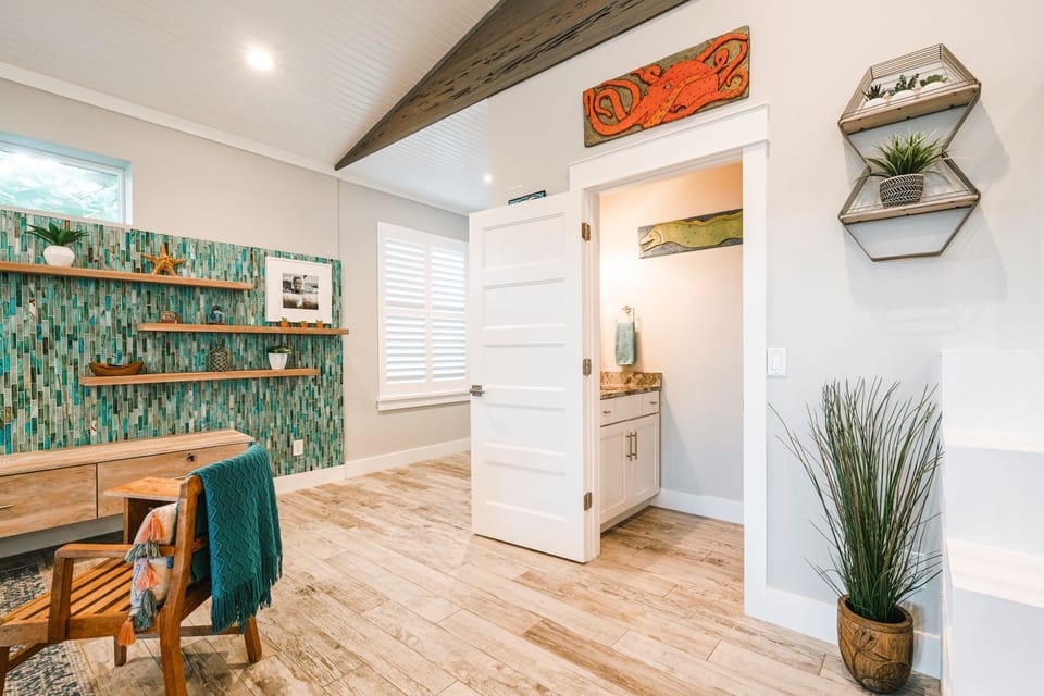 Main floor has a half bath....