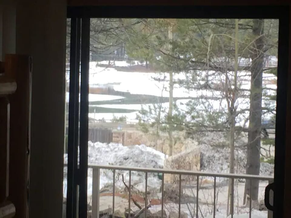 Rear deck view from downstairs.  There is a deck.