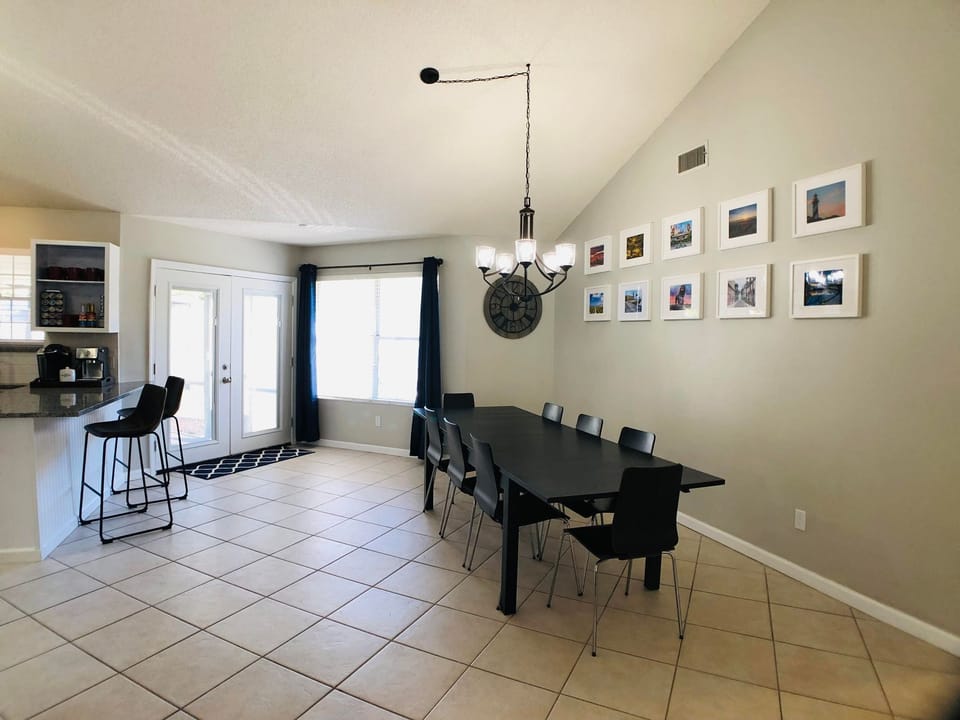 Spacious Dining Area • Seats Eight Comfortably for Meals or Work