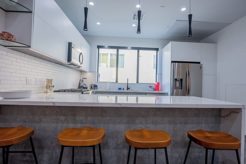 Bar with four bar chairs