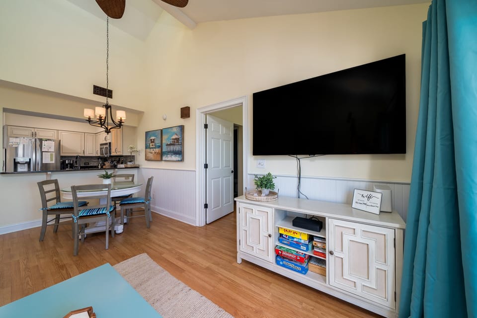 A large Smart TV is there for your entertainment
