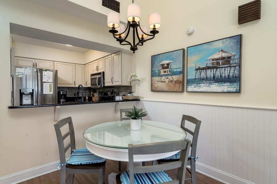 A dining table for four
