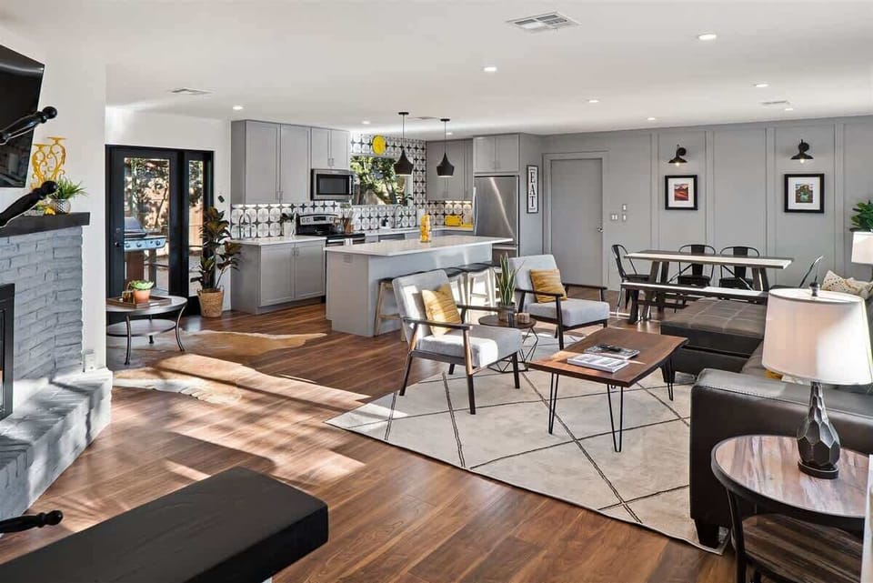 Contemporary open concept living area