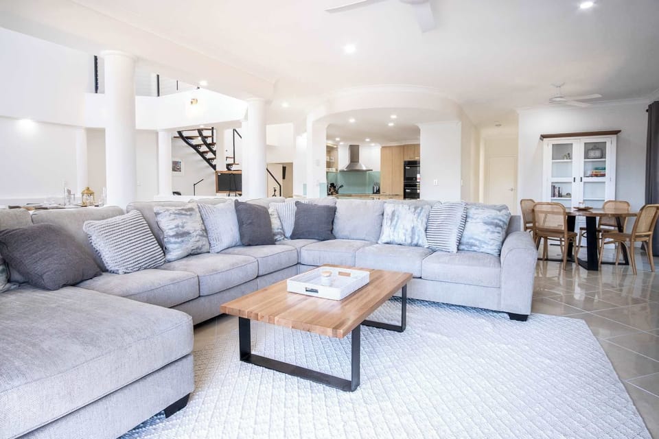 Huge lounge in the main living room can easily fit everyone for a movie night.
