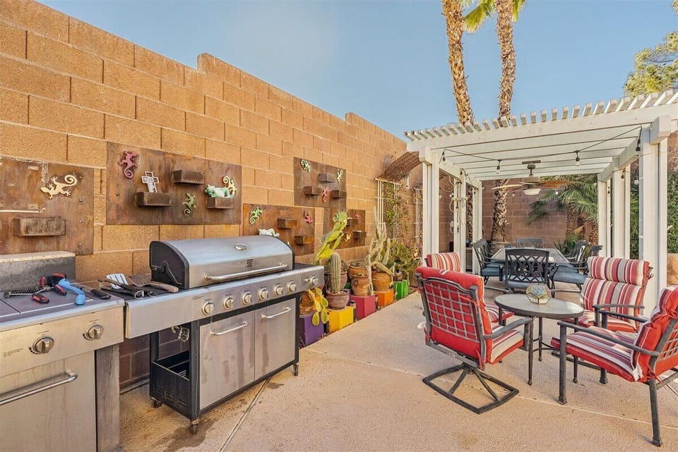BBQ and outdoor dining area. 