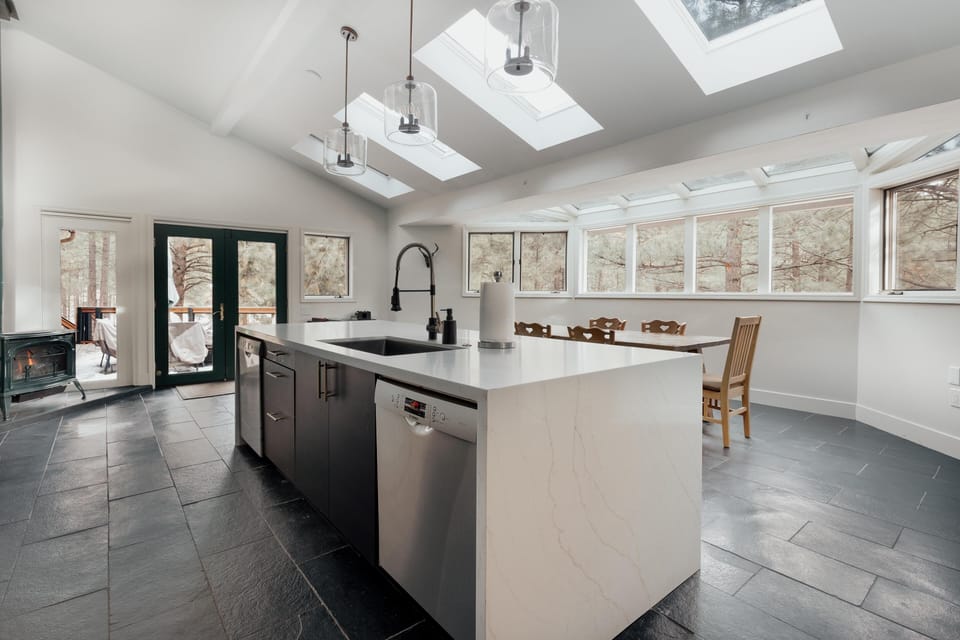 Huge Kitchen with Windows and Skylights