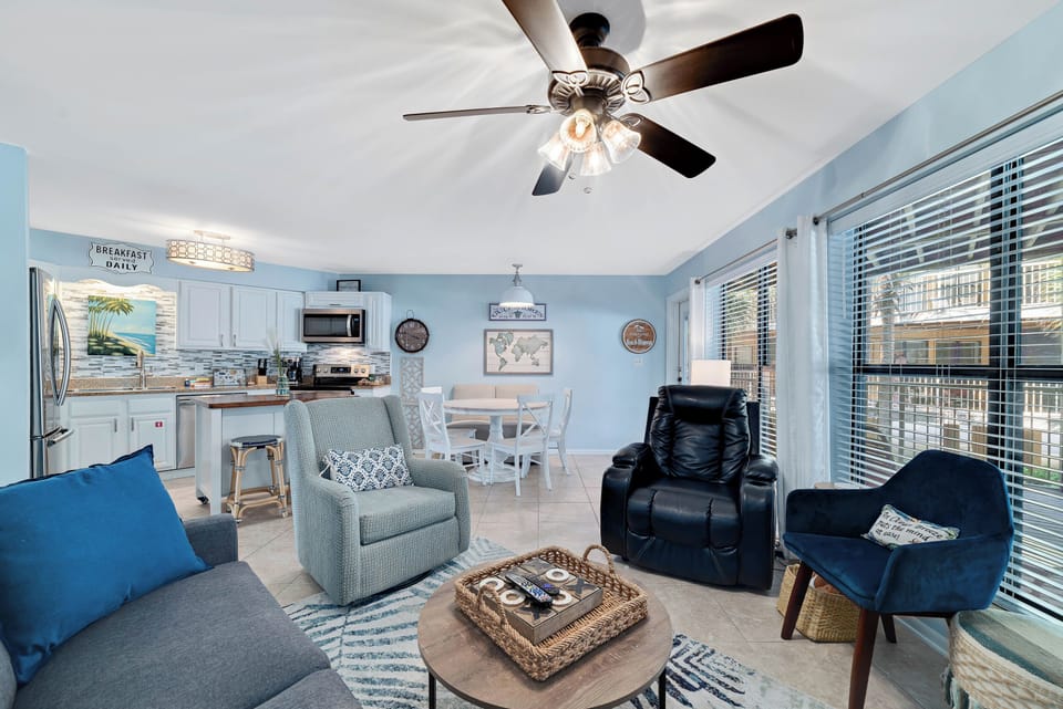 This light-filled space features a mix of textures and patterns, creating a welcoming atmosphere.