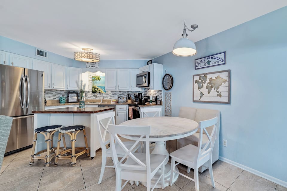 Breakfast nook goals. Perfect for starting the day in this sunny space.
