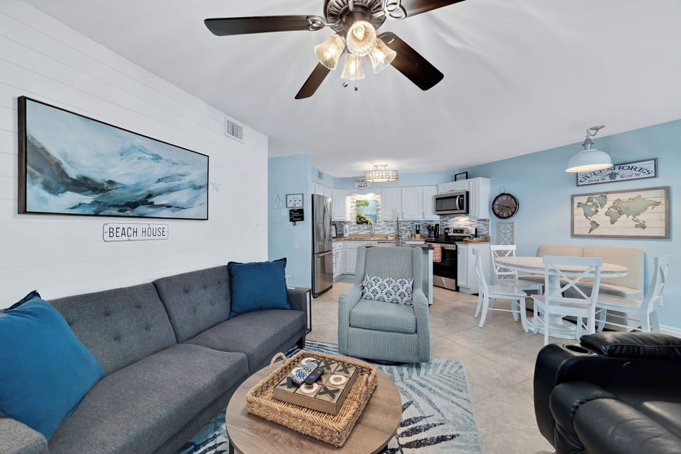 From the kitchen to the living room, this space flows beautifully.