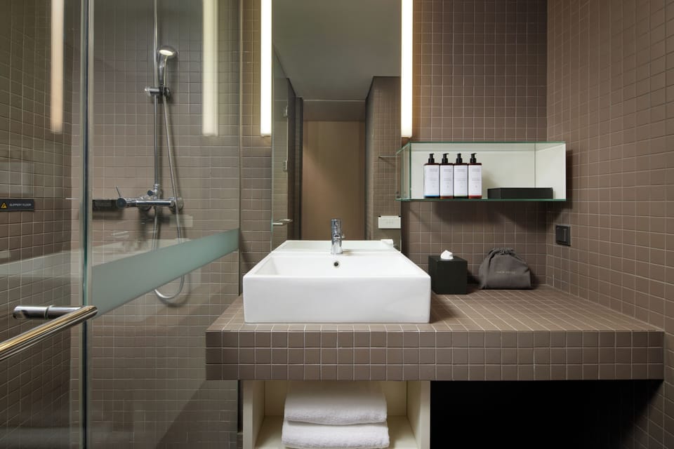 Rainfall showerhead, free toiletries, hair dryer, bathrobes