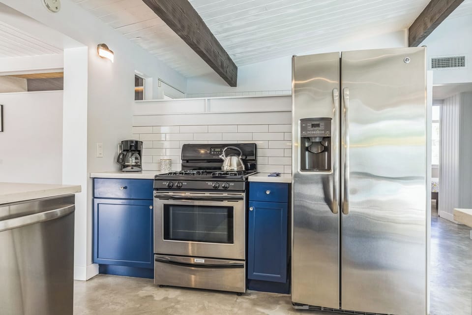 Stove, coffee maker and refrigerator