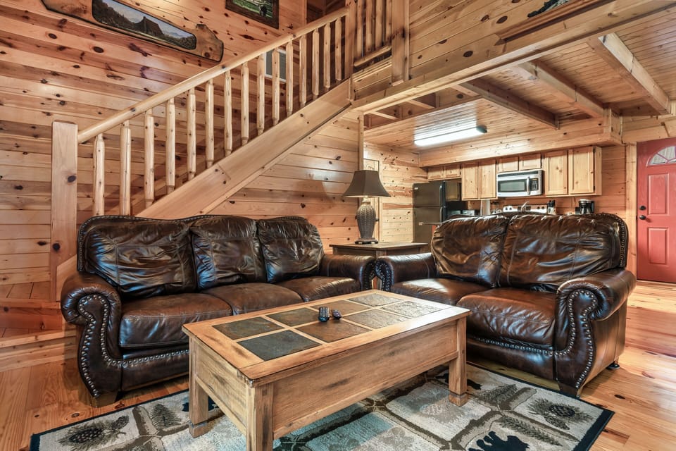 Large comfortable family room with smart TV and fireplace