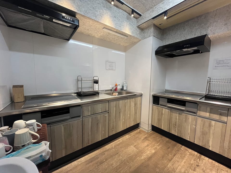 Full-size fridge, microwave, toaster, rice cooker