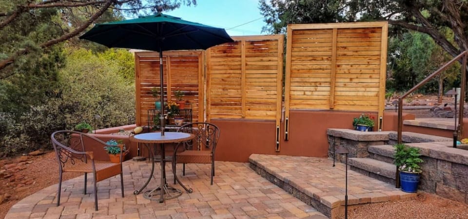 Private patio right outside the cottage door.  Relax, unwind, enjoy!