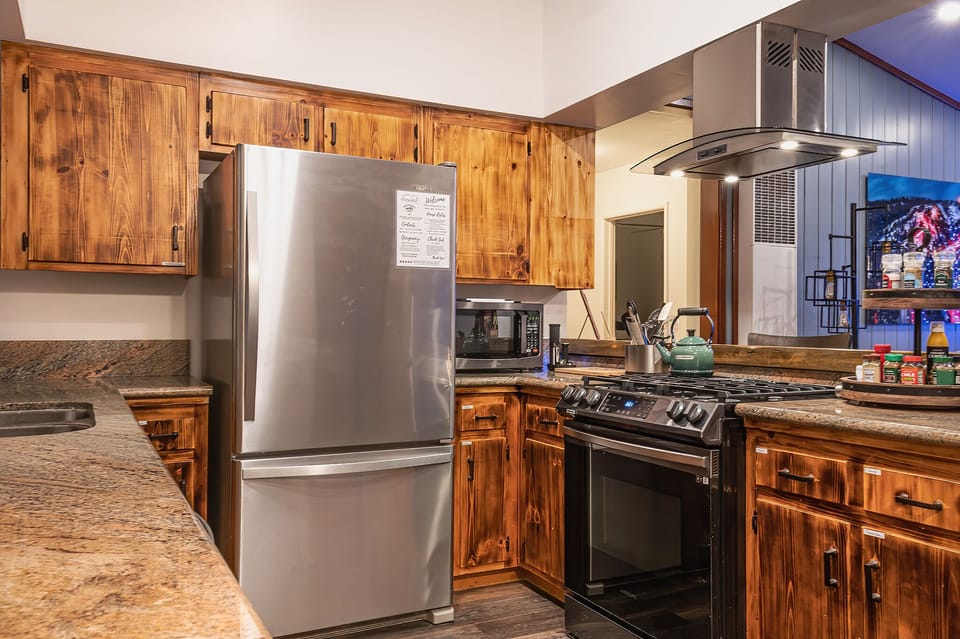 The kitchen is fully stocked with all your essentials.
