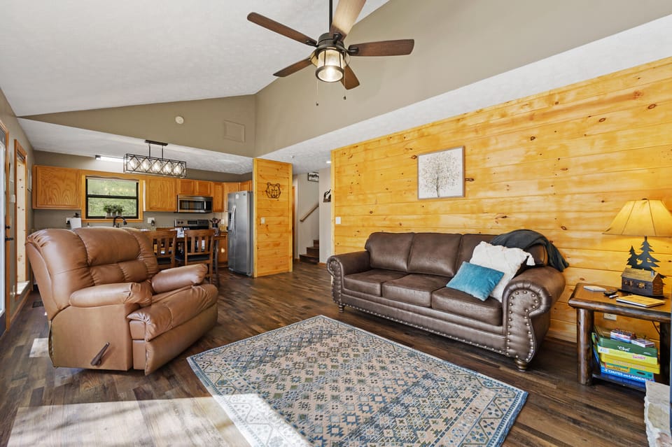 Living area with queen sleeper sofa and very comfortable oversized recliner 
