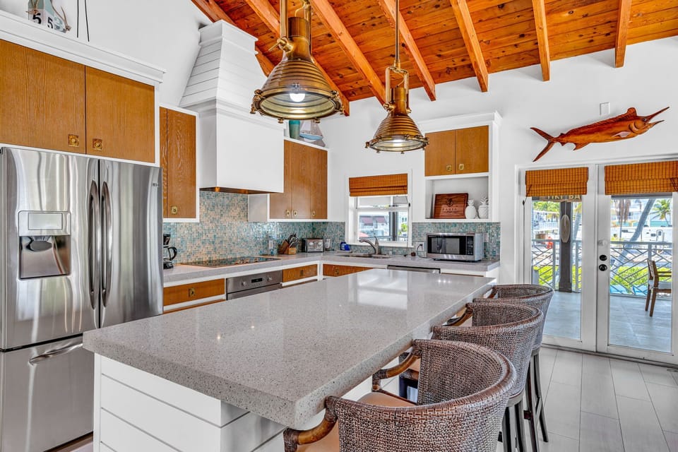 Kitchen area with views of the ocean