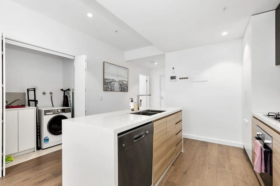 Great convenience with a well-equipped kitchen and European-style laundry