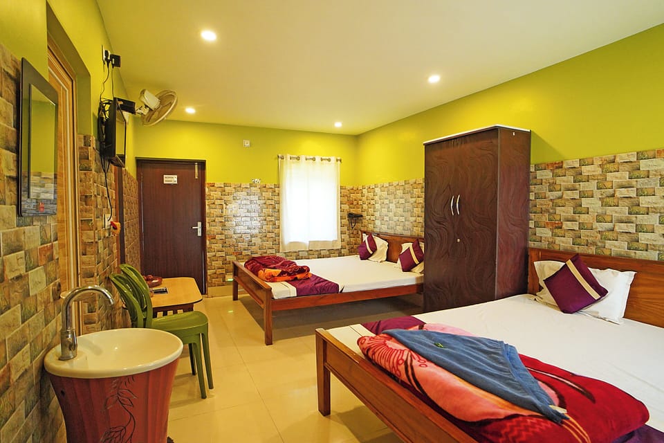 Family Quadruple Room, Multiple Beds, Garden View | Pillowtop beds, desk, soundproofing, free WiFi